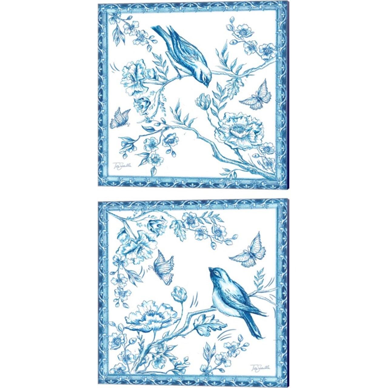 Chinoiserie Tile by Tre Sorelle Studios 14" x 14" Canvas Wall Art (Set of 2)